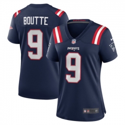 Women New England Patriots 9 Kayshon Boutte Navy 2025 Stitched Game Jersey 