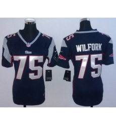 Women Nike New England Patriots 75 Vince Wilfork Blue NFL Jerseys