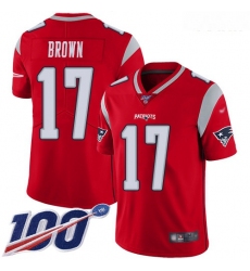 Patriots #17 Antonio Brown Red Youth Stitched Football Limited Inverted Legend 100th Season Jersey