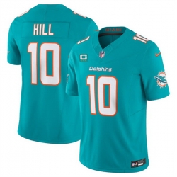 Men Miami Dolphins 10 Tyreek Hill Aqua F U S E With 3 Star C Patch Vapor Limited Stitched Football Jersey