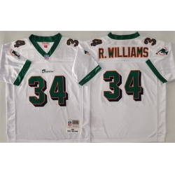 Men Miami Dolphins 34 Ricky Williams White Throwback Stitched Football Jersey