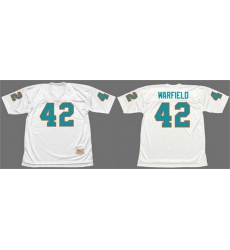 Men Miami Dolphins 42 Paul Warfield White 1972 Throwback Stitched Football Jersey