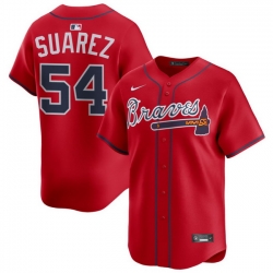 Men Atlanta Braves Nike Alternate Limited Jersey Red Suarez Jose 54