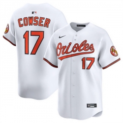 Men Baltimore Orioles 17 Colton Cowser White 2025 Home Limited Stitched Baseball Jersey