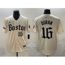 Men Boston Red Sox 16 Jarren Duran Cream Gothic Vapor Limited Stitched Baseball Jersey