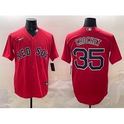 Men Boston Red Sox 35 Garrett Crochet Red Cool Base Stitched Baseball Jersey