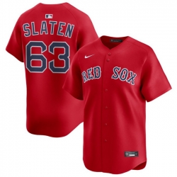 Men Boston Red Sox Nike Home Limited Jersey Red Slaten Justin 63
