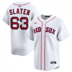 Men Boston Red Sox Nike Home Limited Jersey White Slaten Justin 63