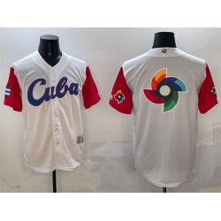 Men Cuba Baseball White World Baseball Big Logo Classic Stitched Jersey