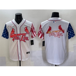 Men St Louis Cardinals Team Big Logo White Independence Day Vapor Premier Limited Stitched Baseball Jersey