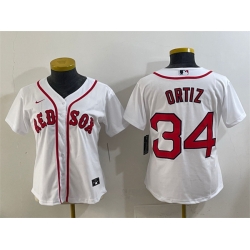 Women Boston Red Sox 34 David Ortiz White Cool Base Stitched Jersey