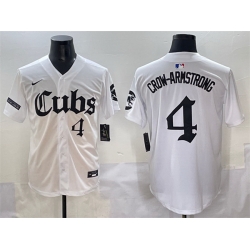 Men Chicago Cubs 4 Pete Crow Armstrong White  27Gothic North Side Edition 27 Vapor Premier Limited Stitched Baseball Jersey