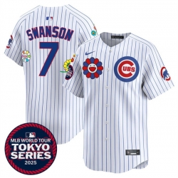 Men Chicago Cubs 7 Dansby Swanson White 2025 Tokyo Series Limited Stitched Baseball Jersey