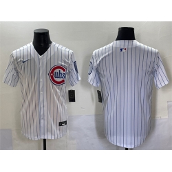 Men Chicago Cubs Blank White Pinstripe 2nd Alternate Limited Stitched Baseball Jersey