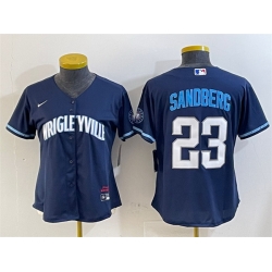 Youth Chicago Cubs 23 Ryne Sandberg Navy City Connect Stitched Jersey