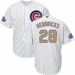 Youth Majestic Chicago Cubs 28 Kyle Hendricks Authentic White 2017 Gold Program Cool Base MLB Jersey