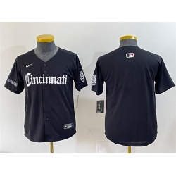 Youth Cincinnati Reds Blank Black  27Gothic Queen City Edition 27 Vapor Premier Limited Stitched Baseball Jersey