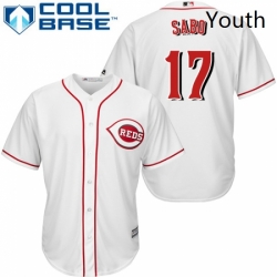 Youth Majestic Cincinnati Reds 17 Chris Sabo Authentic White Home Cool Base MLB Jersey