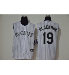 Rockies 19 Charlie Blackmon White Nike Cool Base Sleeveless Jersey