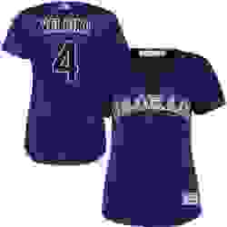 Womens Majestic Colorado Rockies 4 Pat Valaika Authentic Purple Alternate 1 Cool Base MLB Jersey 