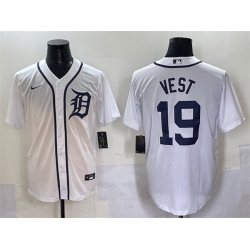 Men Detroit Tigers 19 Will Vest White Cool Base Stitched Baseball Jersey
