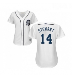 Womens Detroit Tigers 14 Christin Stewart Replica White Home Cool Base Baseball Jersey 