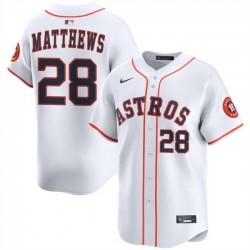Men Houston Astros 28 Brice Matthews White 2025 Home Limited Stitched Baseball Jersey