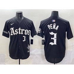 Men Houston Astros 3 Jeremy Pena Black Gothic  27Houston Born Barrio Raised 27 Limited Stitched Baseball Jersey