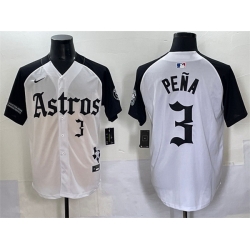 Men Houston Astros 3 Jeremy Pena White Black Gothic  27Houston Born Barrio Raised 27 Limited Stitched Baseball Jersey