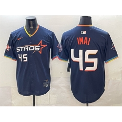 Men Houston Astros 45 Tatsuya Imai Navy 2025 City Connect With Texas Patch Limited Stitched Baseball Jersey