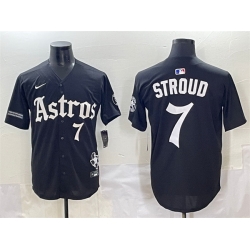 Men Houston Astros 7 C J  Stroud Black Gothic Houston Born Barrio Raised Limited Stitched Baseball Jersey