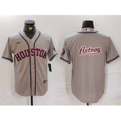 Men Houston Astros Gray Team Big Logo With Patch Cool Base Stitched Baseball Jersey 3