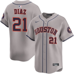 Men Houston Astros Yainer Diaz 21 Gray Flex Base Stitched Limited Jersey