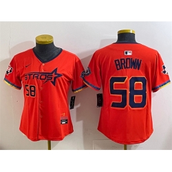 Women Houston Astros 58 Hunter Brown Orange 2025 City Connect With Texas Patch Limited Stitched Baseball Jersey 