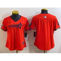 Women Houston Astros Blank Orange 2025 City Connect With Texas Patch Limited Stitched Baseball Jersey