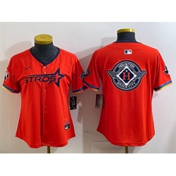 Youth Houston Astros Team Big Logo Orange 2025 City Connect With Texas Patch Limited Stitched Baseball Jersey 001