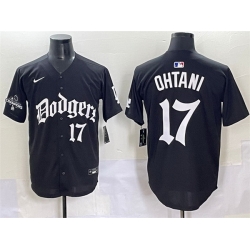 Men Los Angeles Dodgers 17 Shohei Ohtani Black 2025 LA Gothic Style With 2024 World Series Champions Patch Vapor Premier Limited Stitched Baseball Jersey