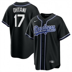 Men Los Angeles Dodgers 17 Shohei Ohtani Black Lights Out Limited Stitched Baseball Jersey