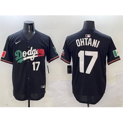 Men Los Angeles Dodgers 17 Shohei Ohtani Black Mexico Flag Limited Stitched Baseball Jersey