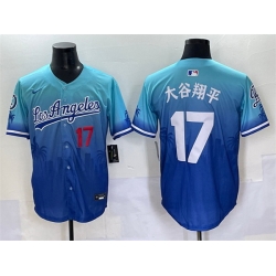 Men Los Angeles Dodgers 17  Shohei Ohtani Blue Limited Stitched Baseball Jersey