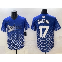 Men Los Angeles Dodgers 17 Shohei Ohtani Blue Limited Stitched Baseball Jersey