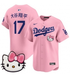 Men Los Angeles Dodgers 17  Shohei Ohtani Pink 2025 Hello Kitty Vapor Limited Stitched Baseball Jersey
