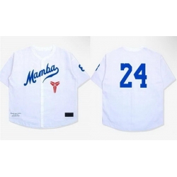 Men Los Angeles Dodgers 24 Kobe Bryant White Mamba Stitched Baseball Jersey