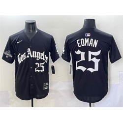 Men Los Angeles Dodgers 25 Tommy Edman Black Mexico 2025 LA Gothic Style With 2024 World Series Champions Patch Vapor Premier Limited Stitched Baseball Jer