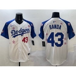 Men Los Angeles Dodgers 43 Anthony Banda White Royal 2025 Tokyo Series Limited Stitched Baseball Jersey 388