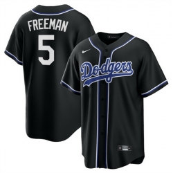 Men Los Angeles Dodgers 5 Freddie Freeman Black Lights Out Limited Stitched Baseball Jersey