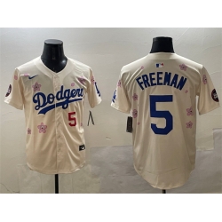 Men Los Angeles Dodgers 5 Freddie Freeman Cream 2025 Tokyo Series Limited Stitched Baseball Jersey