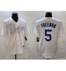 Men Los Angeles Dodgers 5 Freddie Freeman White Fashion Cool Base Stitched Baseball Jersey