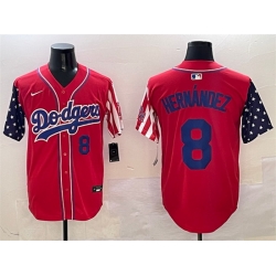 Men Los Angeles Dodgers 8 Enrique Hernandez Red Limited Stitched Baseball Jersey