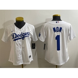 Women Los Angeles Dodgers 1 Mom White Cool Base Stitched Baseball Jersey